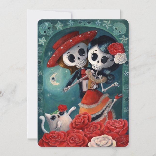 Mexican Lovers The Day of The Dead Invitations (Front)