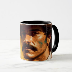 Mexican man hat bright serious moustache mug
