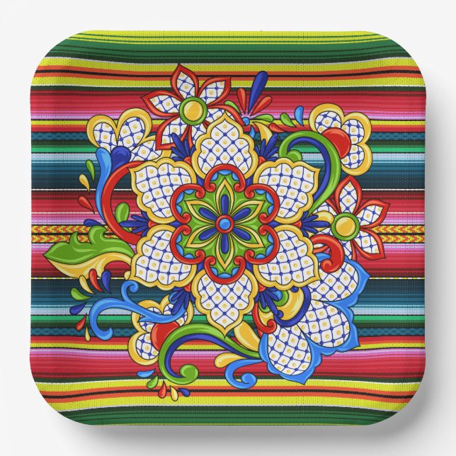 Mexican Mandala  Paper Plate (Front)