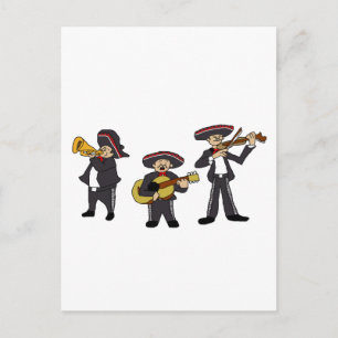 Mexican Mariachi Band Fiesta Music Cartoon Art Postcard
