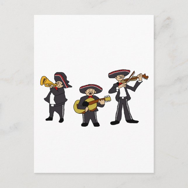 Mexican Mariachi Band Fiesta Music Cartoon Art Postcard (Front)