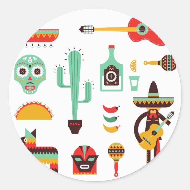mexican mariachi classic round sticker (Front)