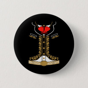 Mexican Mariachi Costume Charro For Cinco De Mayo  2 Inch Round Button
