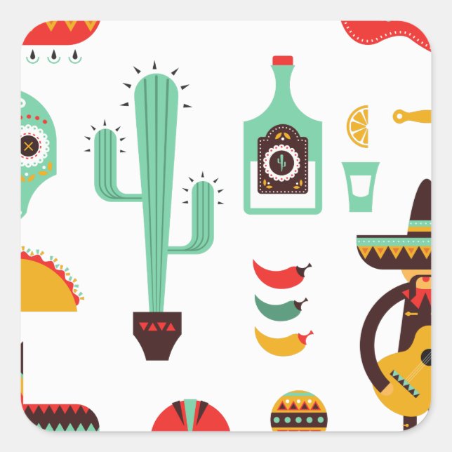 mexican mariachi square sticker (Front)