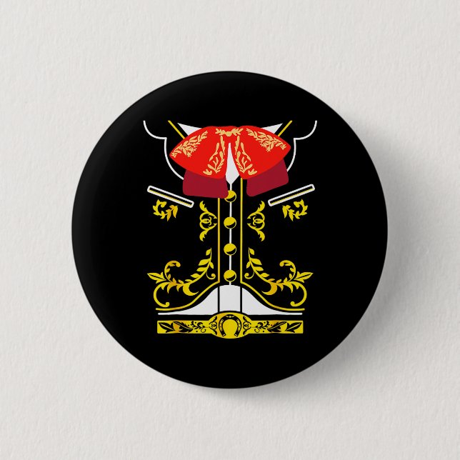 Mexican Mariachi Tee Charro Cinco De Mayo Hallowee 2 Inch Round Button (Front)