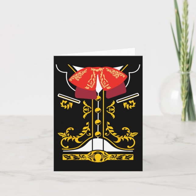 Mexican Mariachi Tee Charro Cinco De Mayo Hallowee Card (Front)