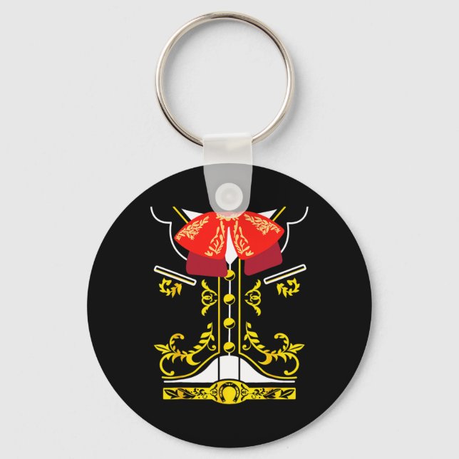 Mexican Mariachi Tee Charro Cinco De Mayo Hallowee Keychain (Front)