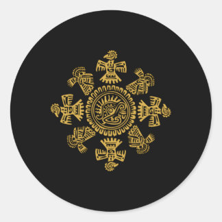 Mexican Mayan And Aztec Empire Symbols And Signs Classic Round Sticker