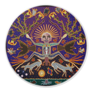 Mexican Mayan Aztec Goddess Ethnic Tribal Art Boho Ceramic Knob