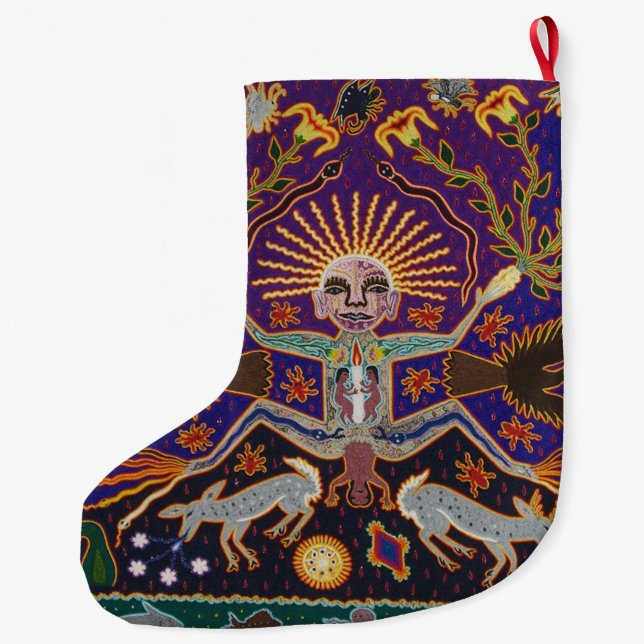 Mexican Mayan Aztec Goddess Ethnic Tribal Art Boho Large Christmas Stocking (Back)