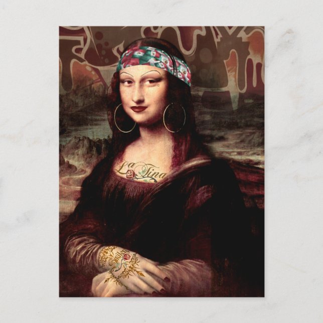 Mexican Mona Lisa Chicana Chola Postcard (Front)