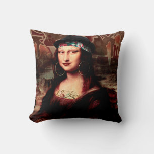 Mexican Mona Lisa Chicana Chola Throw Pillow