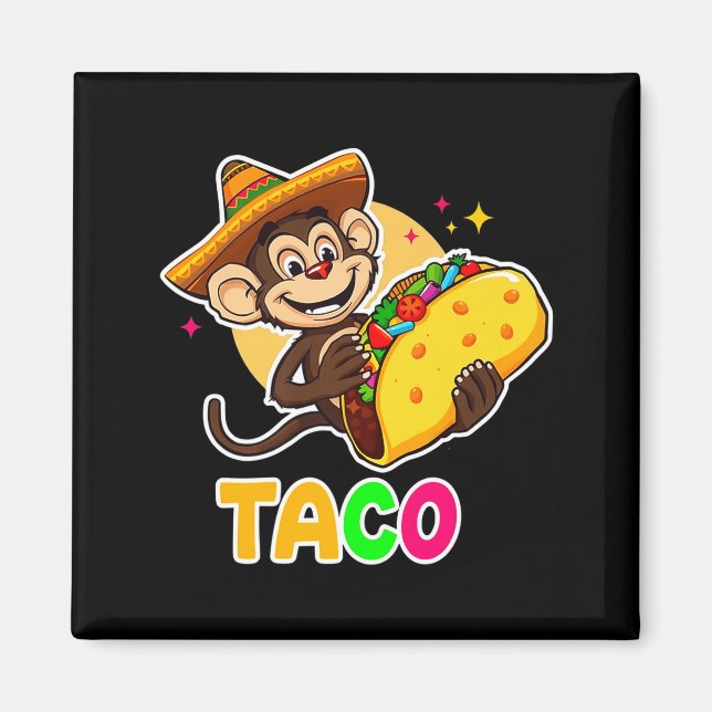Mexican monkey sombrero taco el squatcho fun cinco magnet (Front)