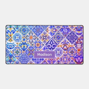 Mexican, Moroccan, Sicilian Mediterranean purple  Desk Mat