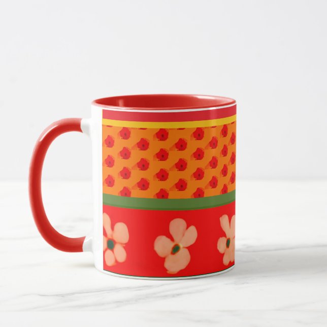 Mexican Mug with Designs Greens and Red (Gauche)