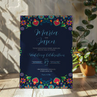 Mexican Navy Blue Vintage Folkloric Floral Wedding