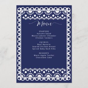 Mexican Navy Papel Picado Boho Bridal Shower Menu