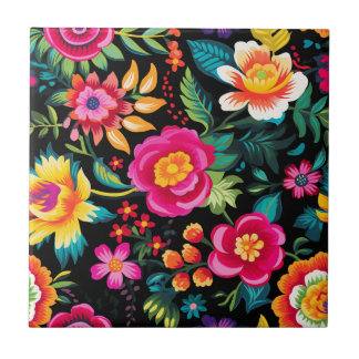 Mexican Noche de Flores Tile