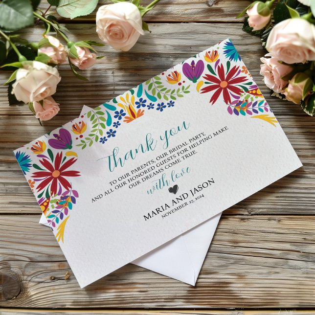 Mexican Nuestra Boda Flowers Botanical Wedding Thank You Card (Mexican Nuestra Boda Flowers Botanical Wedding Thank You Card)