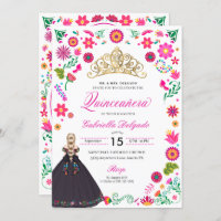Mexican Otomi Embroidery Quinceañera Invitation