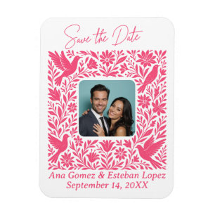 Mexican Otomí Floral Border Save the Date Photo Magnet