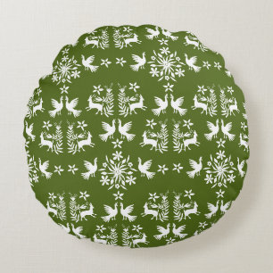 Mexican Otomi Home Decor Round Pillow