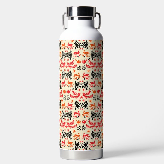 Mexican Otomi Home Decor Water Bottle (Front)