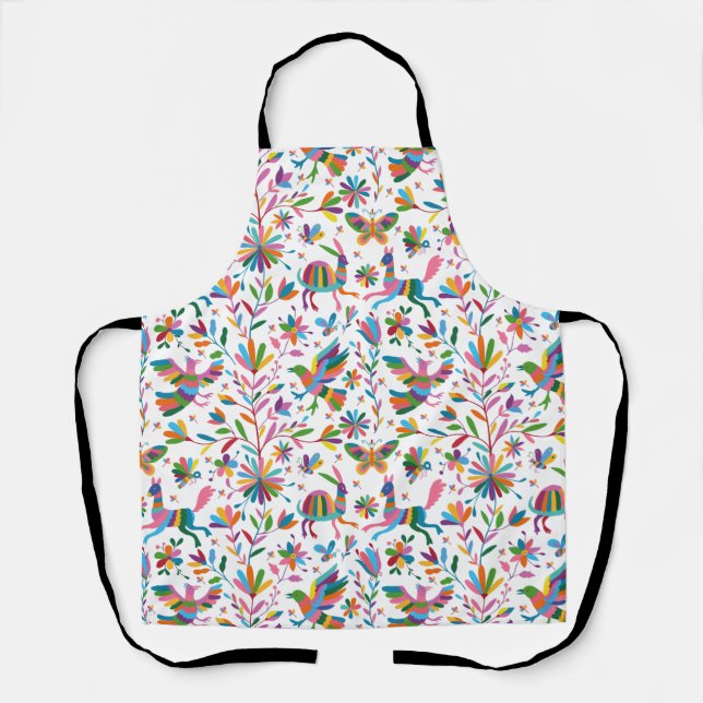  Mexican Otomi Style Bright Pattern Apron (Front)