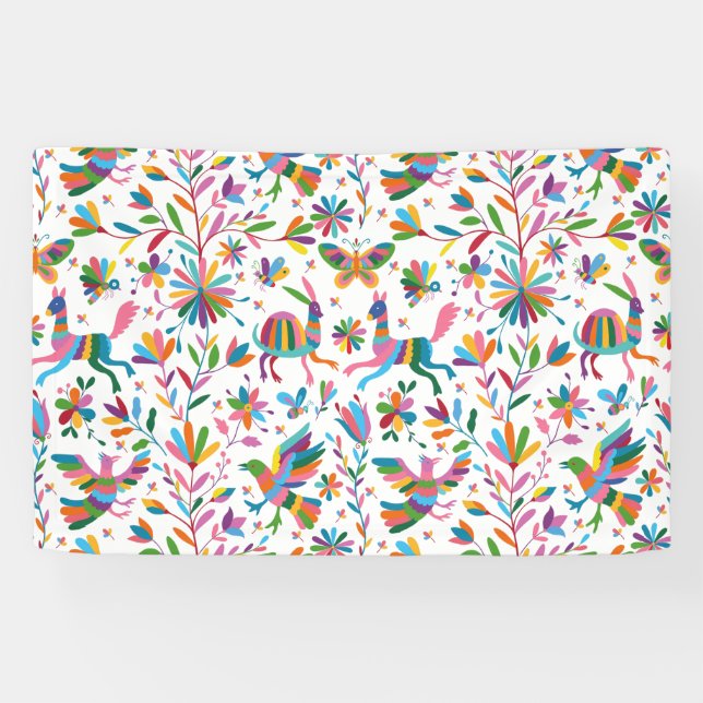  Mexican Otomi Style Bright Pattern Banner (Horizontal)