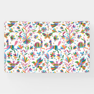 Mexican Otomi Style Bright Pattern Banner
