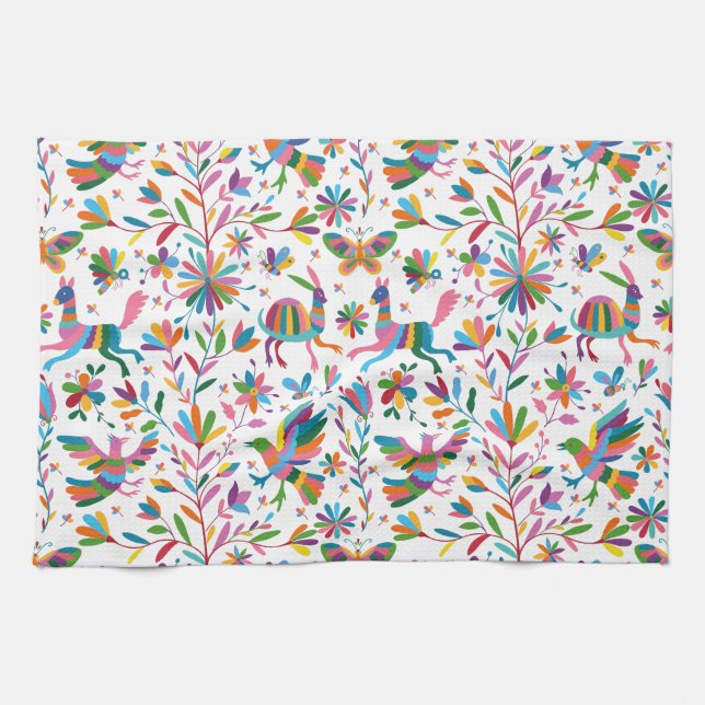  Mexican Otomi Style Bright Pattern Kitchen Towel (Horizontal)