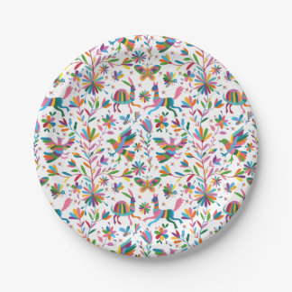  Mexican Otomi Style Bright Pattern Paper Plate