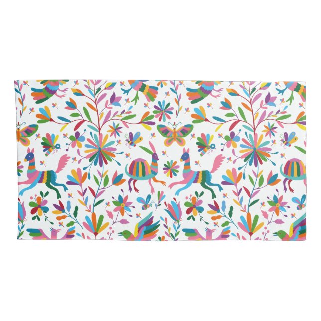  Mexican Otomi Style Bright Pattern Pillowcase (Back-Right)