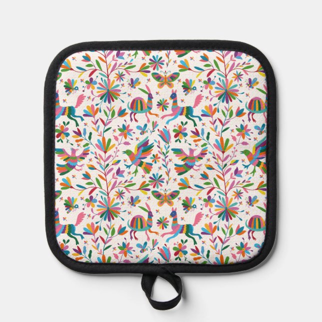  Mexican Otomi Style Bright Pattern Pot Holder (Front)