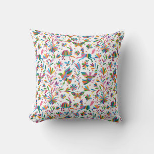 Mexican Otomi Style Bright Pattern Throw Pillow