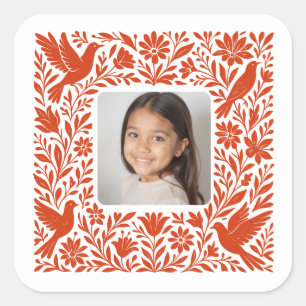 Mexican Otomí Tenango Talavera with Photo Square Sticker