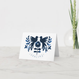 Mexican Otomi Themed Wedding Thank-You Card - Navy