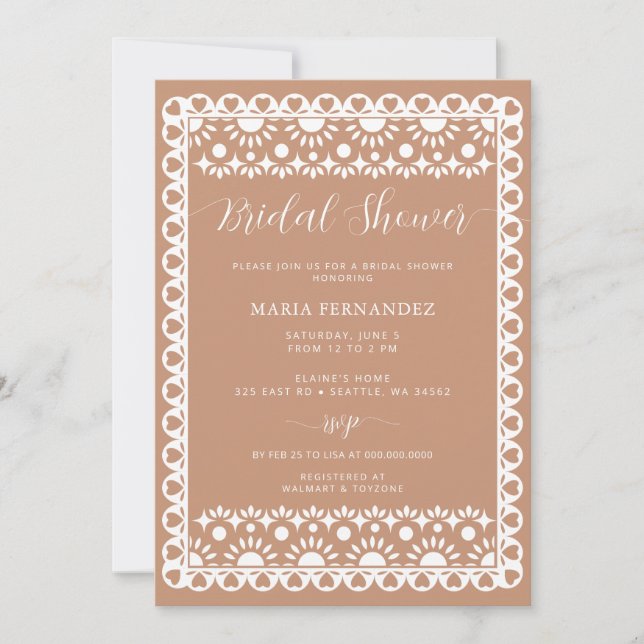 Mexican Papel Picado Boho Barro Bridal Shower Invitation (Front)