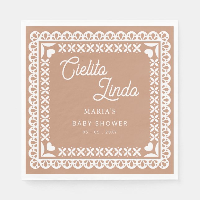 Mexican Papel Picado Cielito Lindo Baby Shower Napkin (Front)