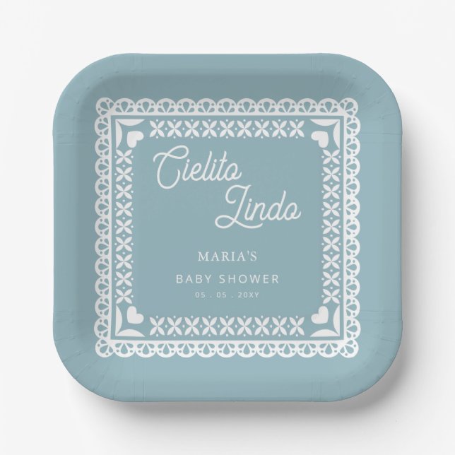 Mexican Papel Picado Cielito Lindo Baby Shower Paper Plate (Front)