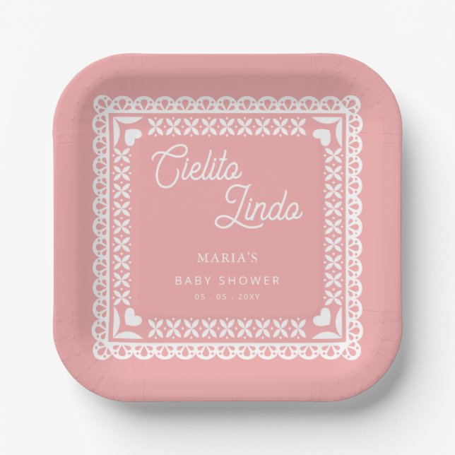 Mexican Papel Picado Cielito Lindo Baby Shower Paper Plate (Front)