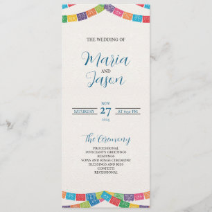Mexican Papel Picado Elegant Colorful Boda Wedding Program