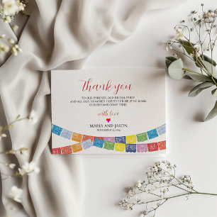 Mexican Papel Picado Elegant Colourful Boda Weddin Thank You Card