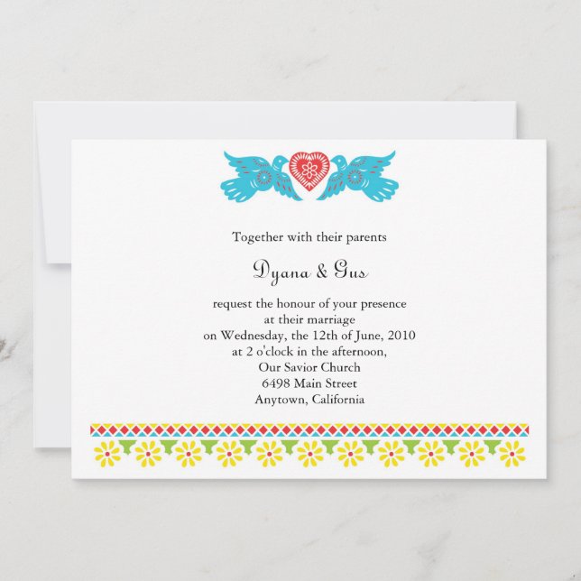 Mexican Papel Picado Skulls Wedding Invitation (Front)