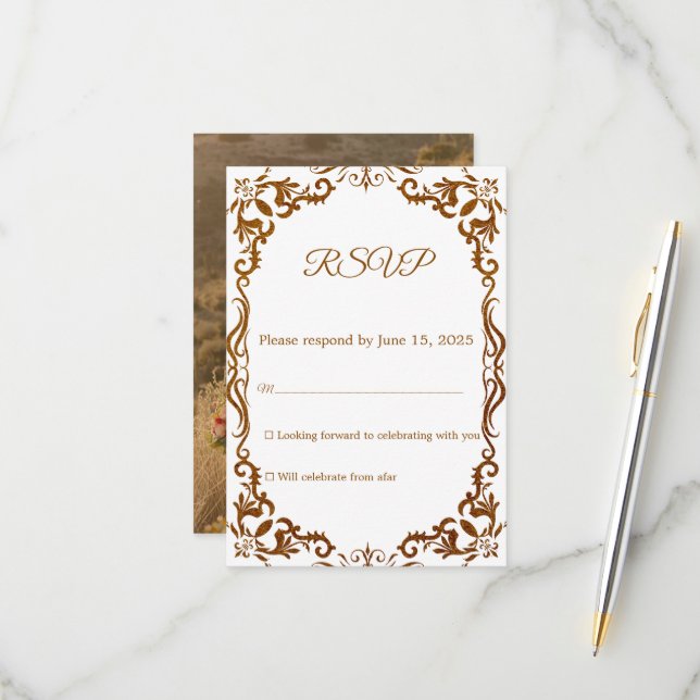 Mexican Papel Picado Wedding RSVP Card (Front/Back In Situ)