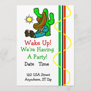 Mexican Party Invitation with Sleeping Mexican