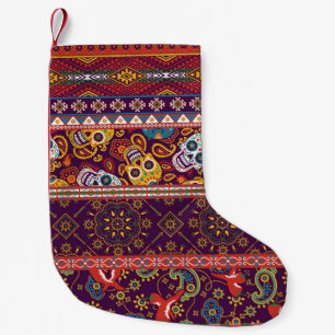 Mexican patchwork: traditional vintage design. small christmas stocking