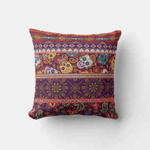 Mexican patchwork: traditional vintage design. throw pillow