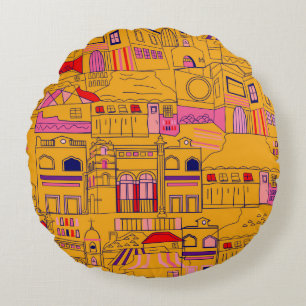 Mexican pattern seamless design. Decoration textil Round Pillow