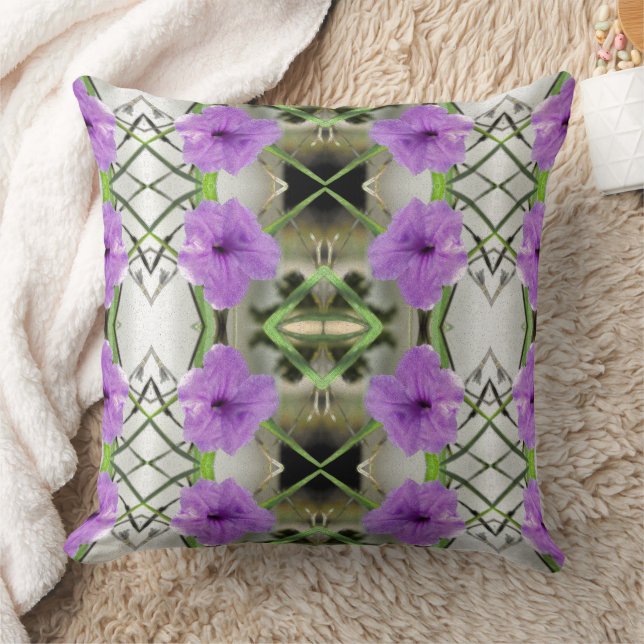 Mexican Petunias and Latticework Throw Pillow (Blanket)